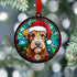 Airedale Terrier in Santa Hat Suncatcher Decoration